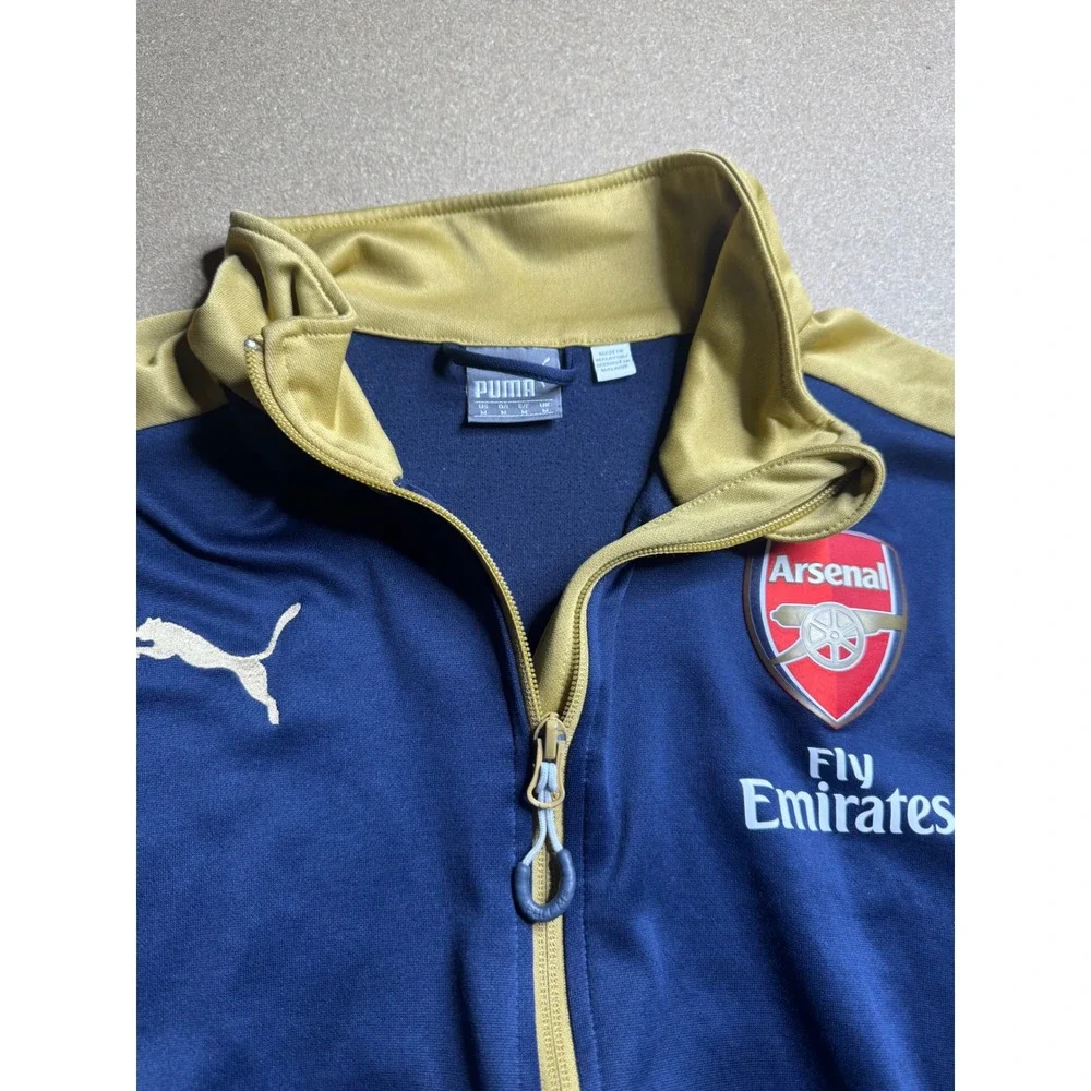 Puma Arsenal FC Track Jacket Mens Medium Navy Blue Gold Fly Emirates Full Zip